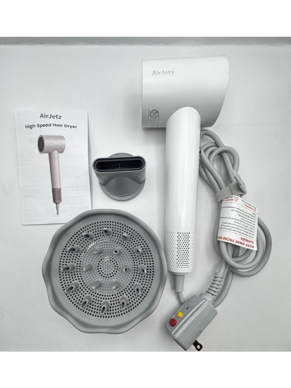 High Speed Ionic Technology Blow Dryer Fast Drying No Frizz Healthier Hair White